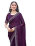 Vasthrlay Womens Scalloped Unstitched Wine Saree