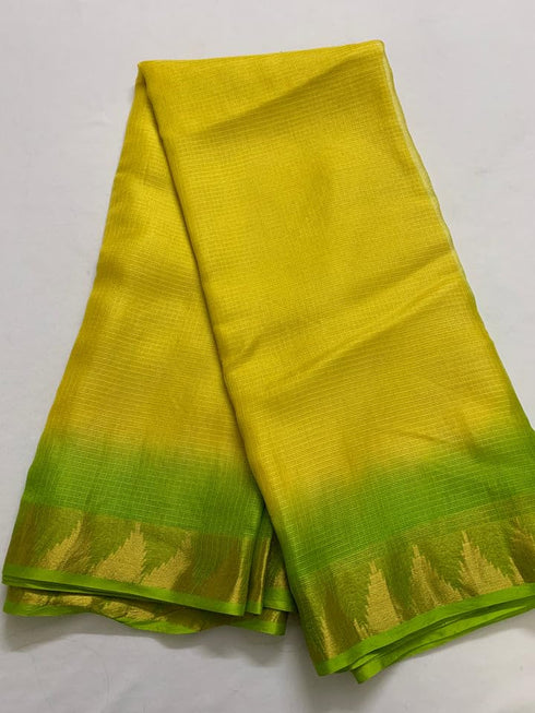 Vasthrlay Nr Handloom Bhagalpuri Running Green Orange