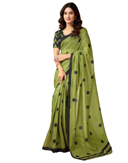 Vasthrlay Chanderi Printed Unstitched Blue Saree