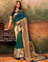 Vasthrlay Paithani Jacquard Rama Green Saree With Unstitched Blouse Piece