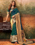 Vasthrlay Paithani Jacquard Unstitched Dark Green Saree