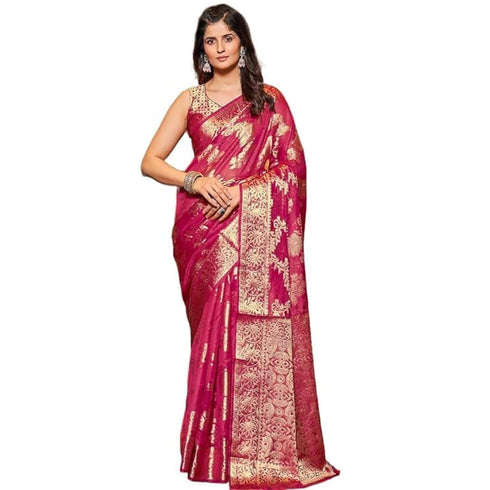 Vasthrlay Organza Patola Unstitched Blouse Saree