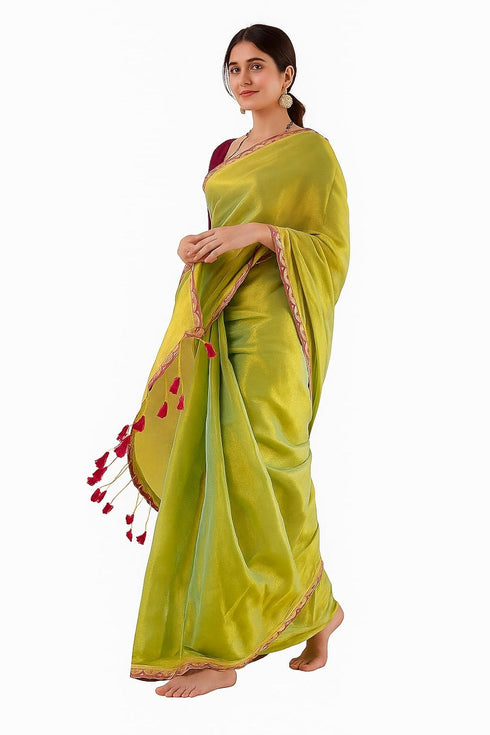 Vasthrlay Chanderi Unstitched Blouse Saree Az Ys Patakha