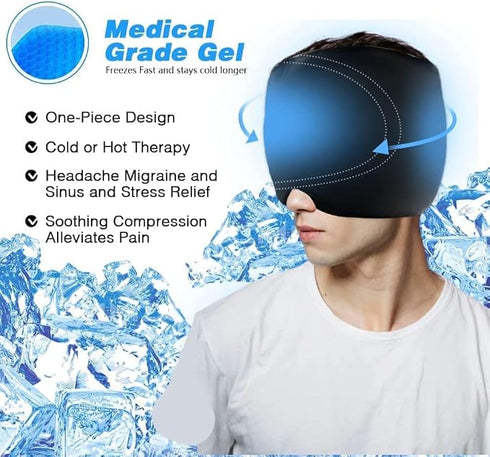 BEQWEEL Migraine Relief Cap And LI4 Acupressure Point Clip for Headache And Tension Relief Hot And Cold Therapy