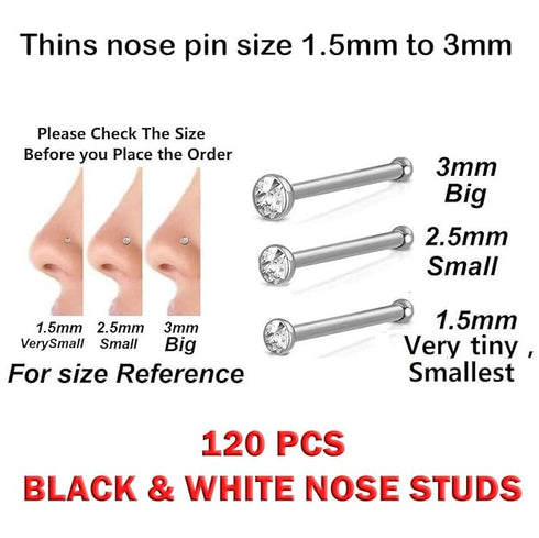 Vama Fashions Black Stone Tiny Studs Combo Nose Pin Set