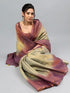 Vasthrlay Beige Womens Ready To Wear One Minute Polyester Erode Zari Saree