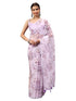 Vasthrlay Purple Sheer Floral Printed Art Chiffon Saree With Unstitched Blouse