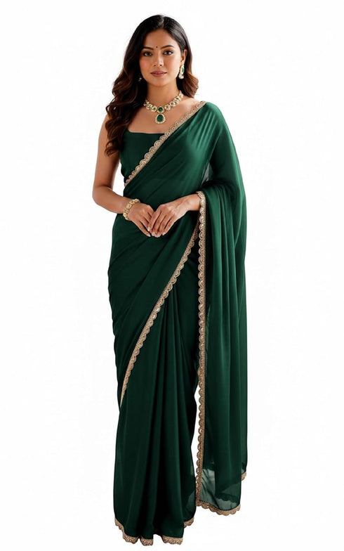 Vasthrlay Georgette Scallop Embroidered Unstitched Ethnic Wear