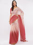 Vasthrlay Womens Peach Floral Digital Print Linen Saree With Unstitched Blouse Piece