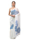 Vasthrlay White Floral Printed Georgette Saree With White Solid Georgette Unstitched Blouse