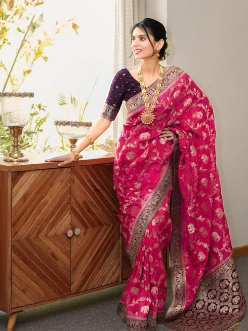 Vasthrlay Purple Kanjivaram Wedding Saree