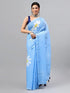 Vasthrlay Blue Womens Ready To Wear One Minute Linen Fabric Saree
