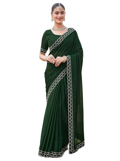 Vasthrlay Georgette Scalloped Yellow Saree
