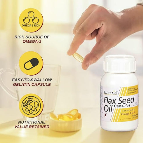 Healthaid Flaxseed 1000mg (Omega 3,6,9) Capsule | 60 capsules
