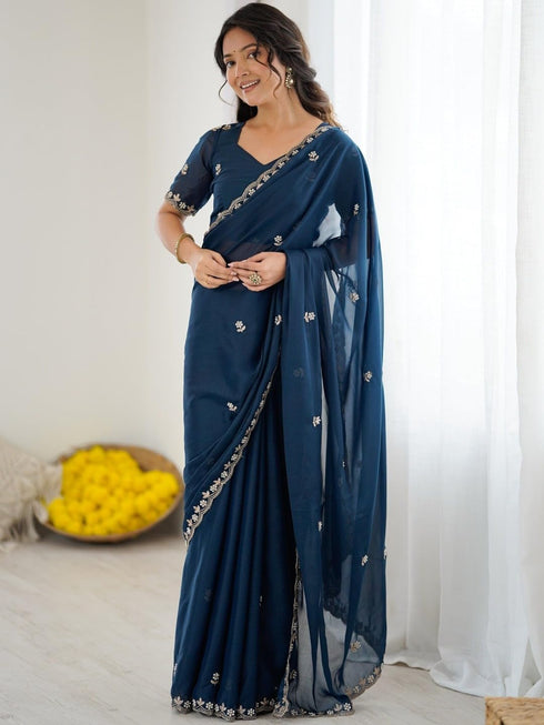 Vasthrlay Wine Georgette Saree
