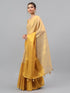 Vasthrlay Gold Floral And Solid Design Polyester Saree With Unstitched Blouse Piece
