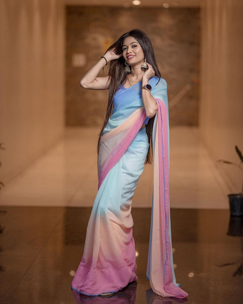 Vasthrlay Printed Georgette Unstitched Paddiiiiiiing Multicolour Free Ethnic Wear
