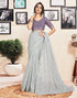 Vasthrlay Printed Pleated Deep Purple Saree With Unstitched Blouse Piece