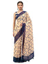 Vasthrlay Peach Brown Faux Georgette Ethnic Geometric Printed Saree With Unstitched Blouse