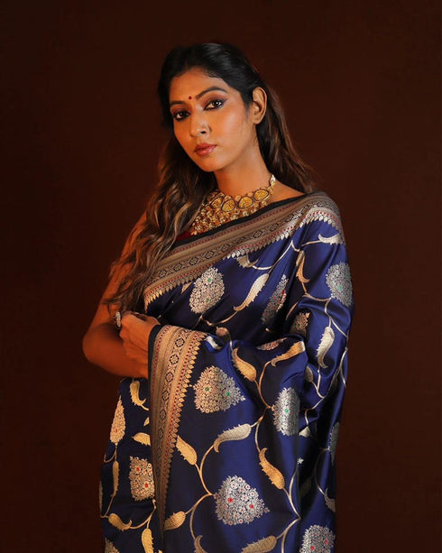 Vasthrlay Yellow Banarasi Wedding Saree