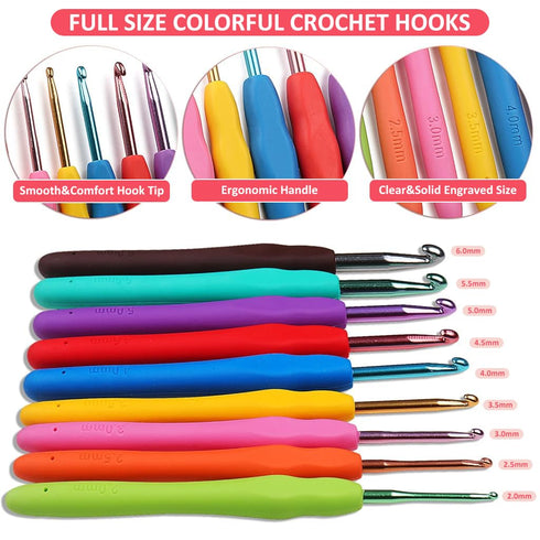 Crochet Hook Set Full Size Crochet Needles Set 9 &12 Sizes Lace