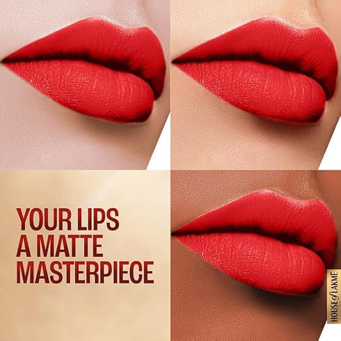 Lakme 9TO5 Primer + Matte Lip Color MR1 Red Letter Red Letter