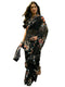 Vasthrlay Georgette Printed Black | Multicolour Saree With Unstitched Blouse Piece