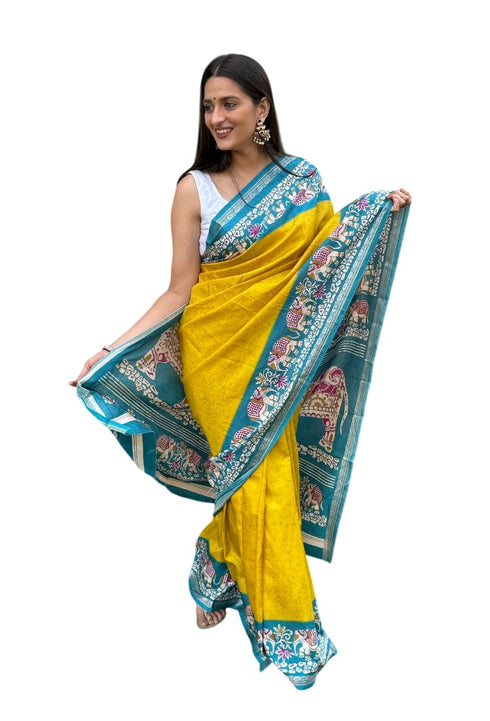 Vasthrlay Kalamkari Elephant Contrast