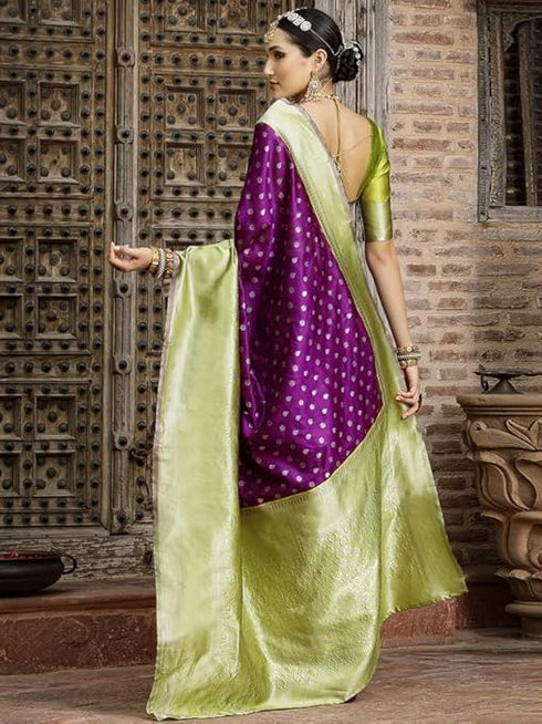 Vasthrlay Banarasi Jacquard Unstitched Red Saree