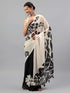 Vasthrlay Off White2 Floral Printed Georgette Saree With White Solid Georgette Unstitched Blouse