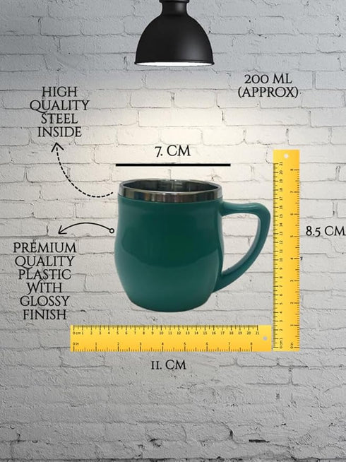 Stainless Steel Tea & Coffee Mugs, 200ml (Pack of 6)