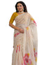 Vasthrlay Womens Printed Unstitched Beige Saree
