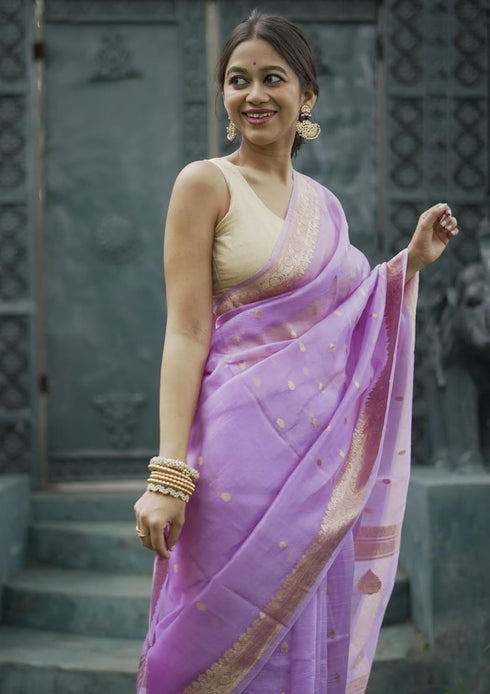 Vasthrlay Peach Banarasi Kanchipuram Ethnic Wear