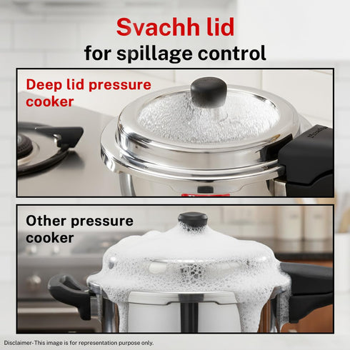 Prestige 3 Litre Stainless Steel Deluxe Alpha Svachh Outer Lid Pressure Cooker