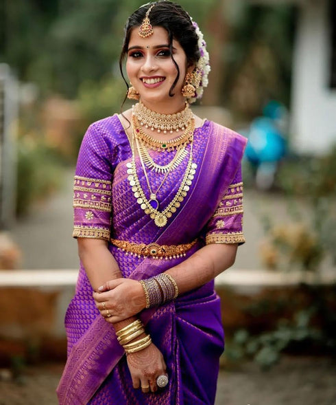 Vasthrlay Purple Banarasi Saree