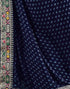 Vasthrlay Georgette Embroidery Navy Blue Saree With Unstitched Blouse Piece
