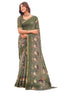Vasthrlay Womens Printed Sage Green Saree With Unstitched Blouse Piece