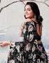 Vasthrlay Georgette Sequence Black Saree With Black Unstitched Blouse Piece