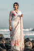Vasthrlay White Printed Unstitched Saree