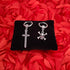 M Men Style Gothic Skeleton Head Dangle With Jesus Cross Hoop Studs