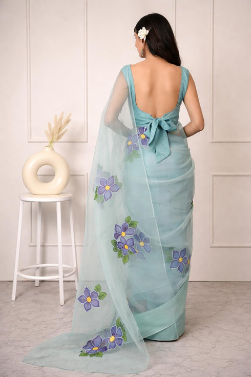 Vasthrlay Organza Painted Saree