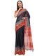 Vasthrlay Rust Kathakali Print Linen Saree With Gold Zari Border And Unstitched Blouse Piece