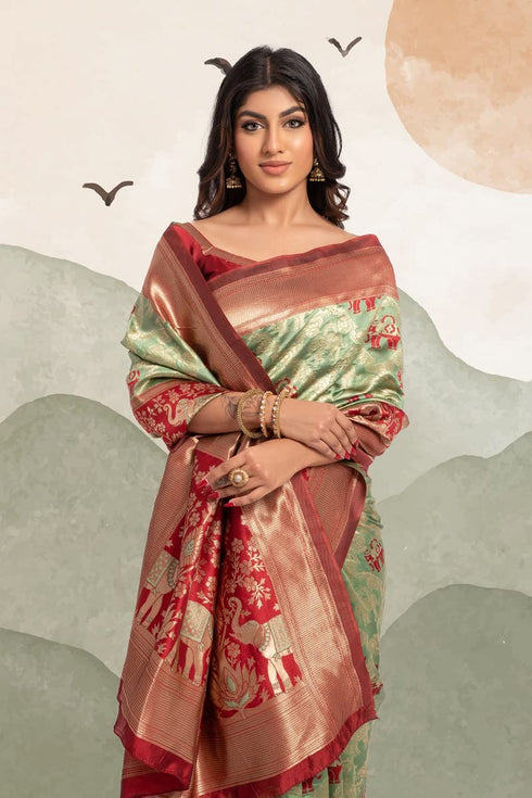 Vasthrlay Banarasi Wedding Unstitched Saree