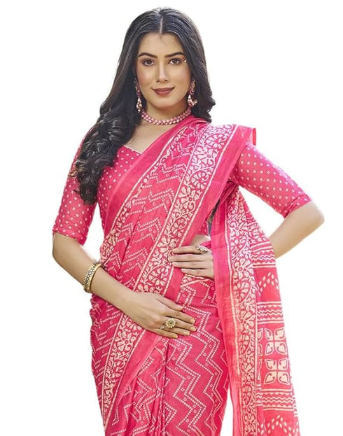Vasthrlay Printed Pleated Unstitched Dark Green Saree