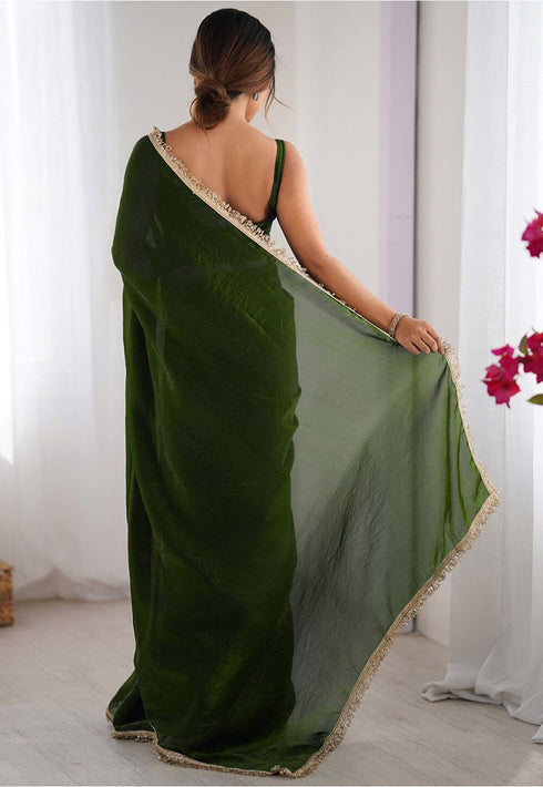 Vasthrlay Chiffon Sequins Unstitched Saree