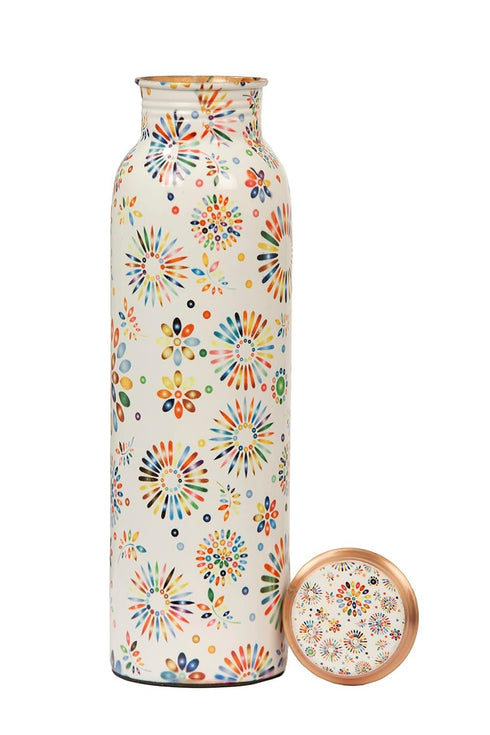 Pure Copper Water Bottle Rainbow Design