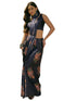 Vasthrlay Womens Printed Unstitched Dark Green Saree