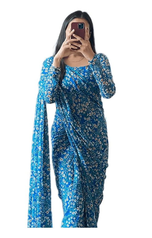 Vasthrlay Pink Georgette Unstitched Saree