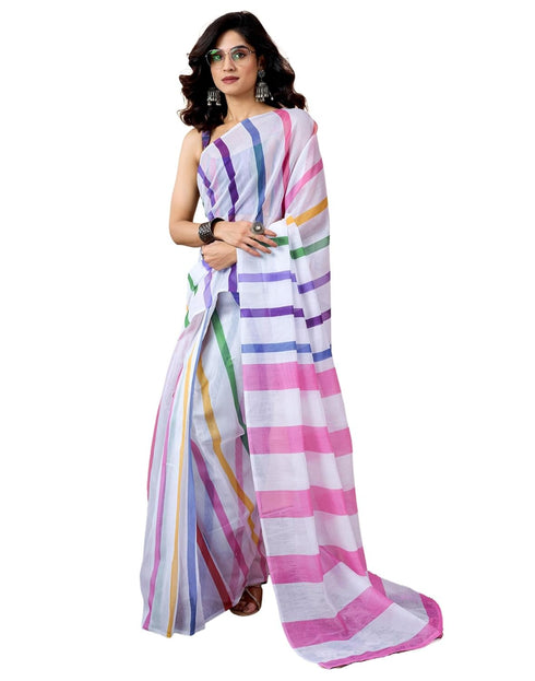 Vasthrlay Printed Chanderi Unstitched Teal Saree