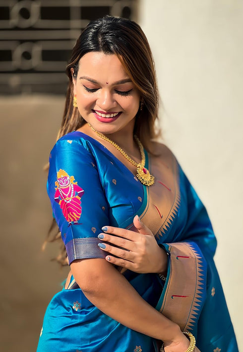 Vasthrlay Kanjivaram Paithani Unstitched Mahendi Ethnic Wear